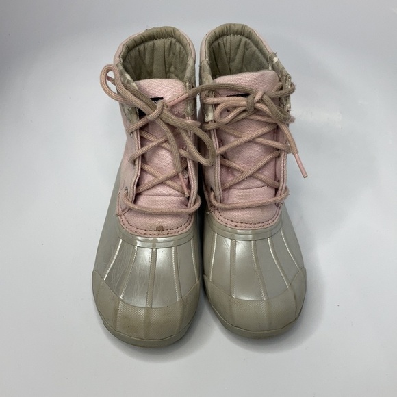 Sperry lace up Duck Boots pink silver gray size 2 youth - Picture 2 of 10